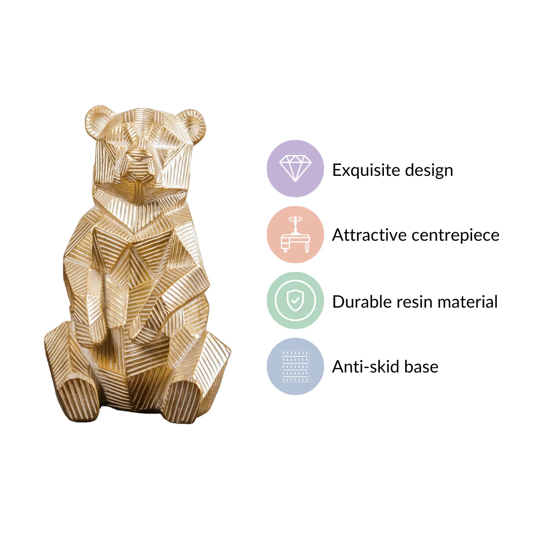 Gold Accent Bear Statue - Image 4