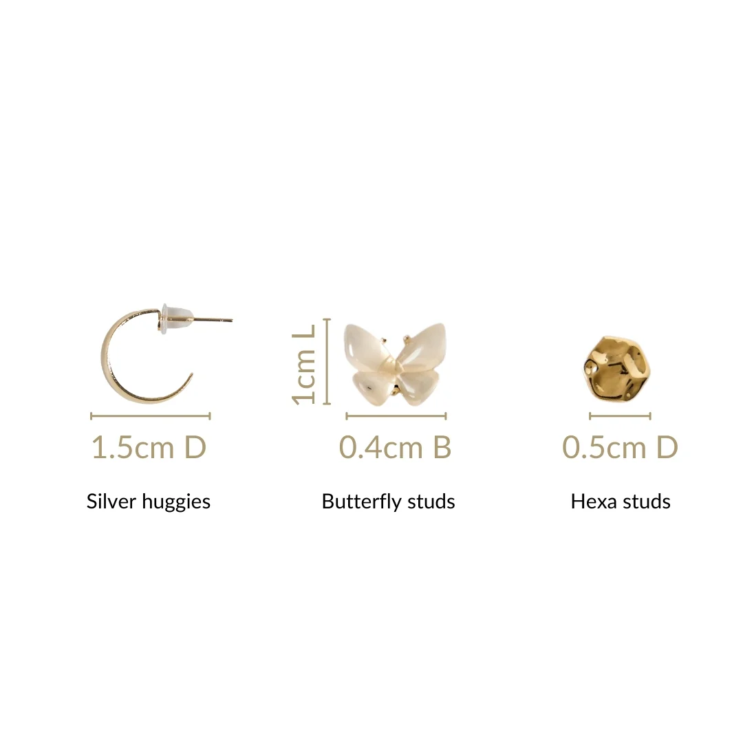 Gold Glamour Chic Earrings Set Of 3 - Image 3
