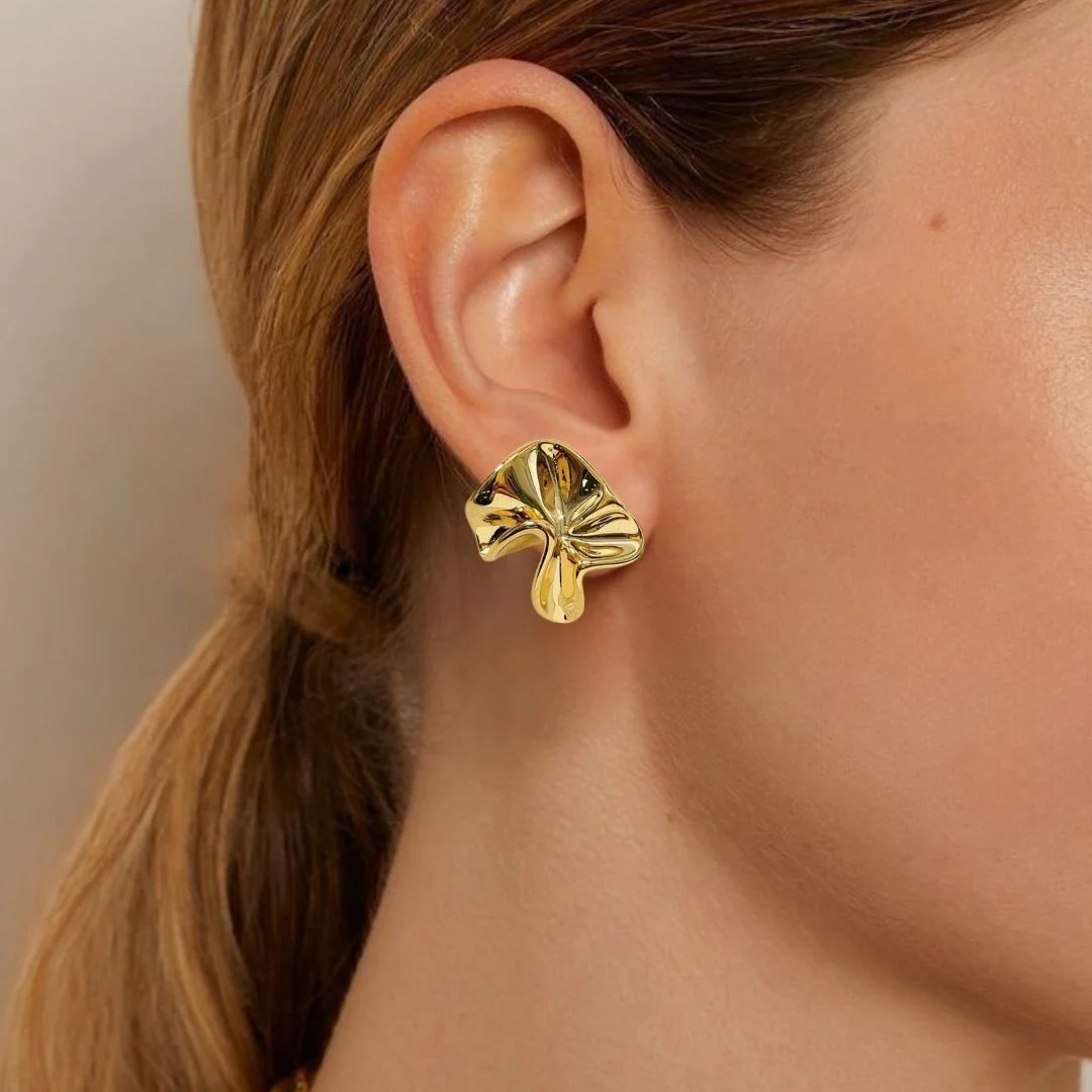 Gold Hammered Fold Studs - Image 5