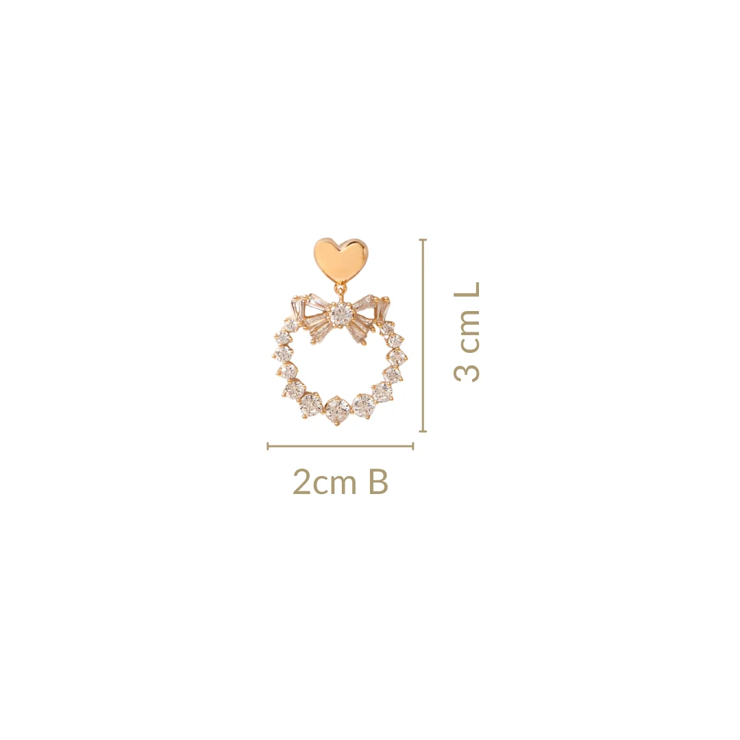 Gold Heart Wreath Dangler Earrings - Image 3
