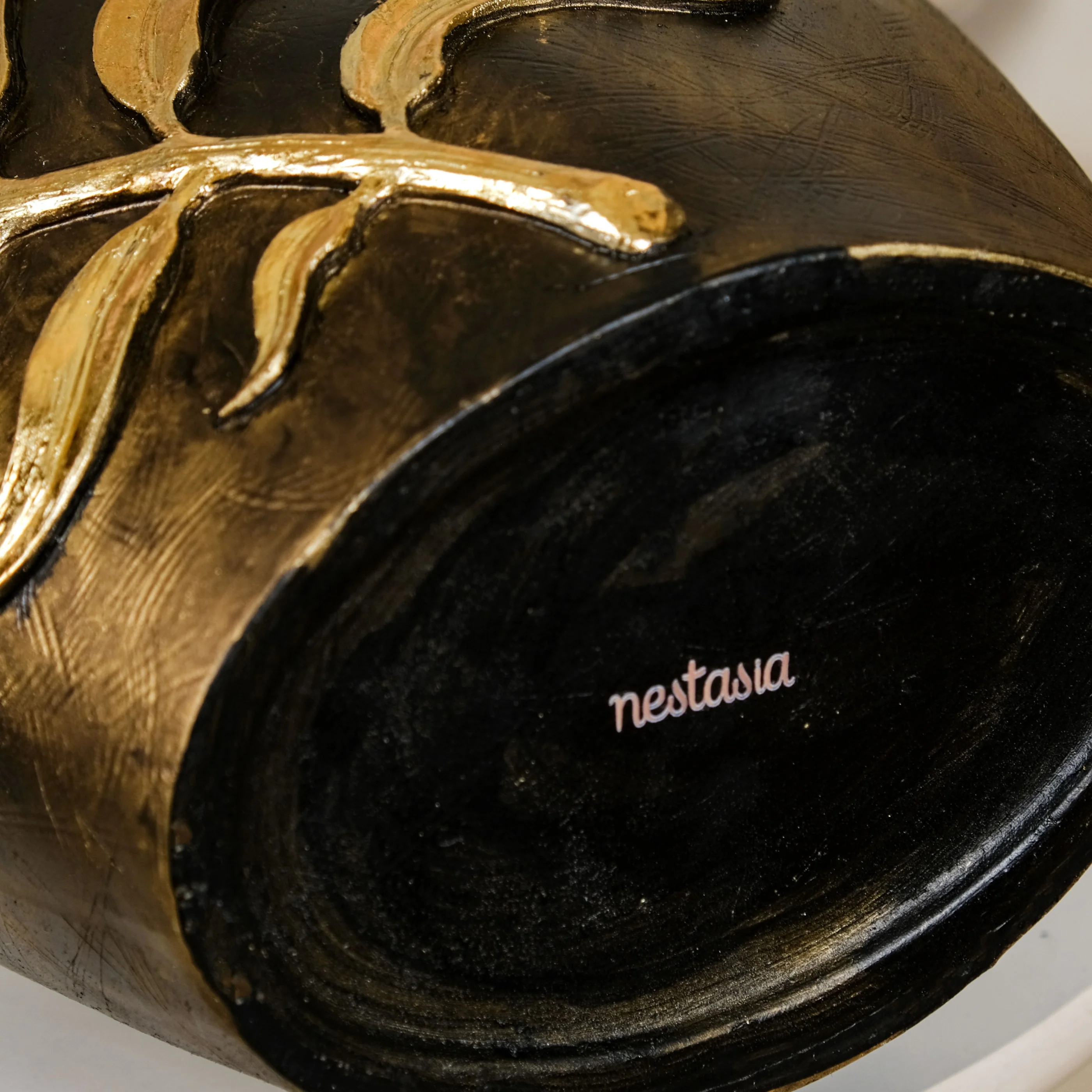 Gold Leaf Sculpted Flower Vase For Floor - Image 7