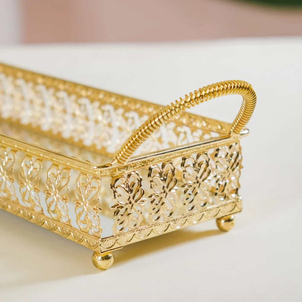 Gold Long Tray With Handles - Image 14