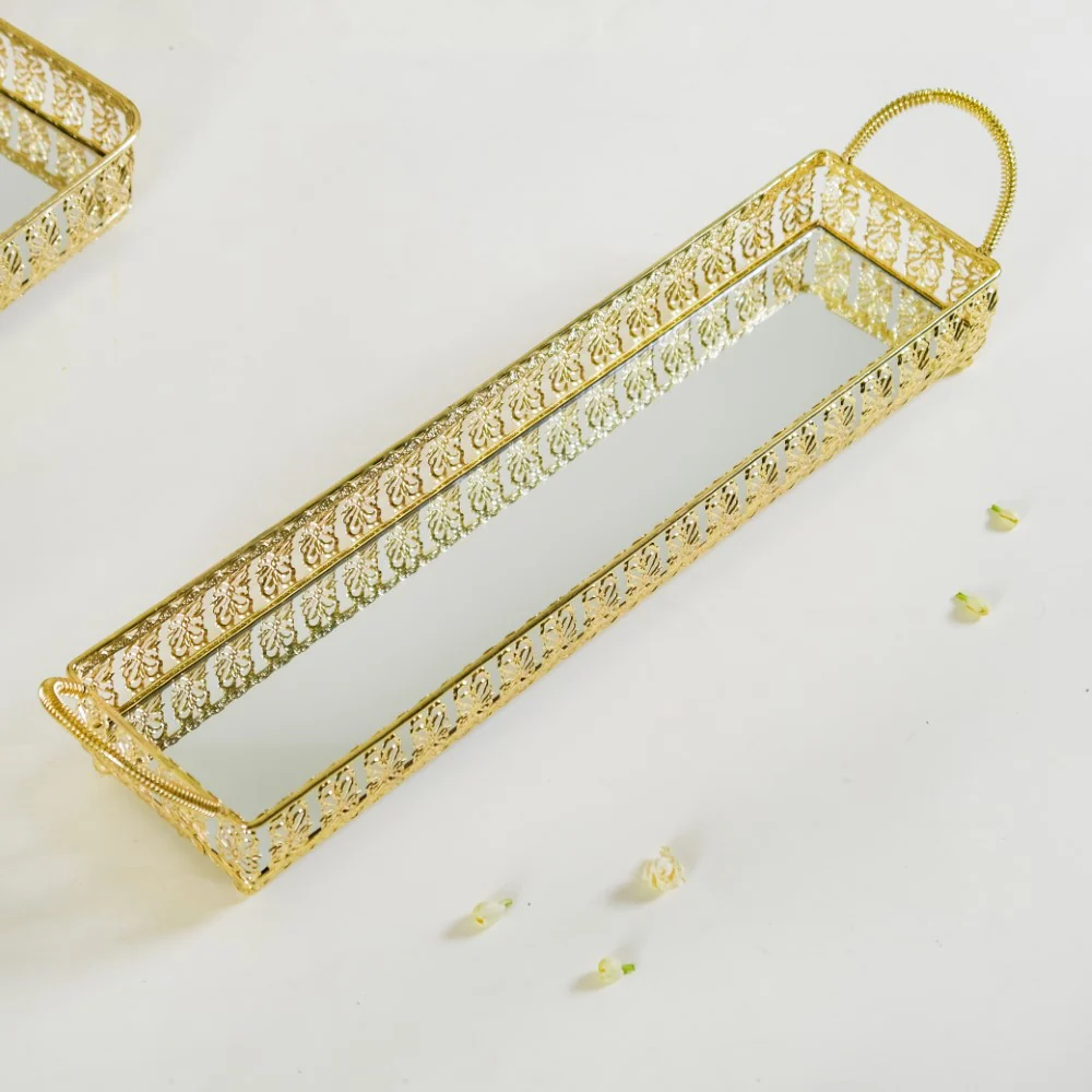 Gold Long Tray With Handles - Image 5