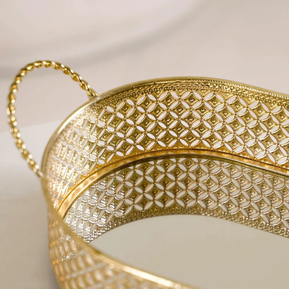 Gold Metal Oval Tray Large - Image 9