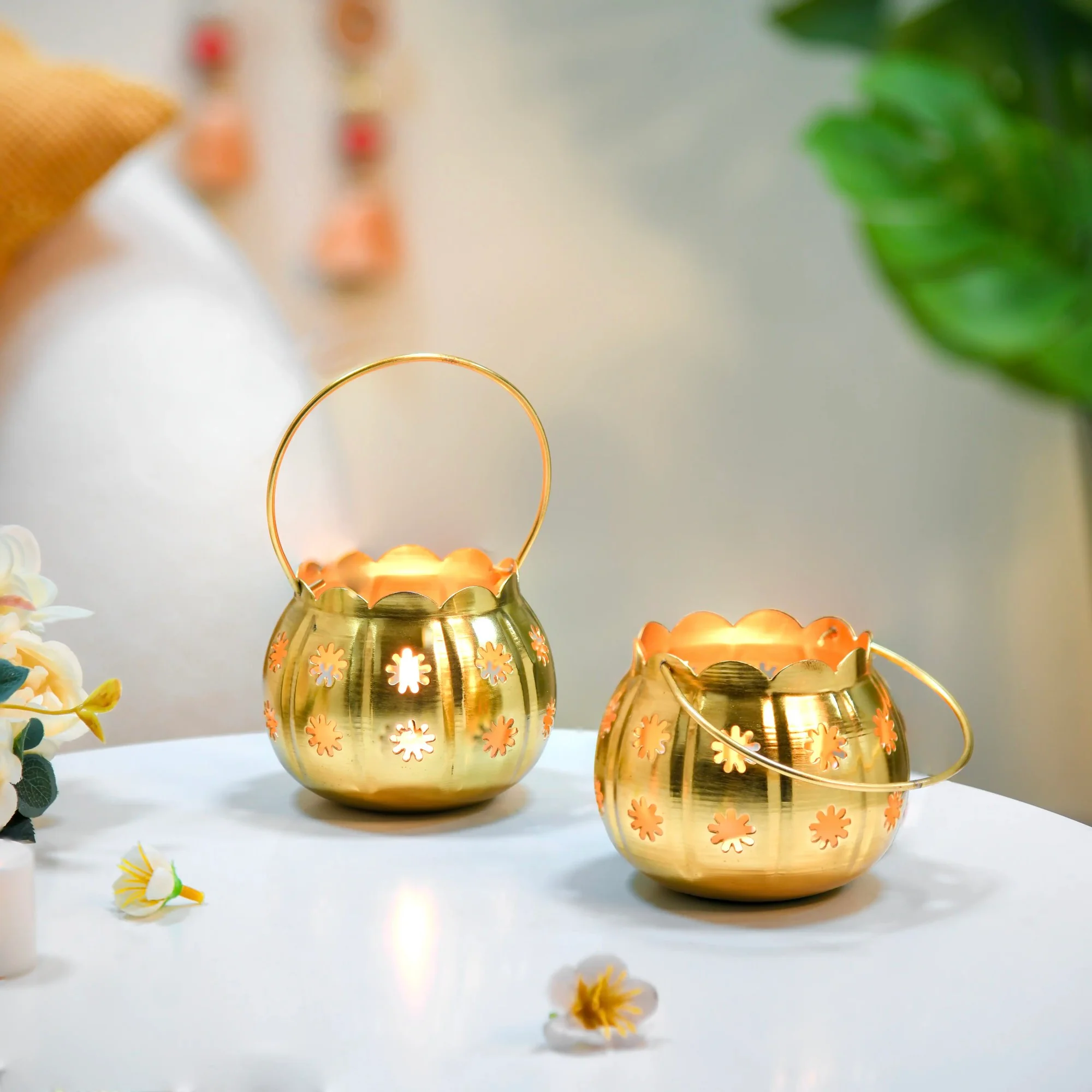Gold Metal Votive Holder Set Of 2 - Image 3