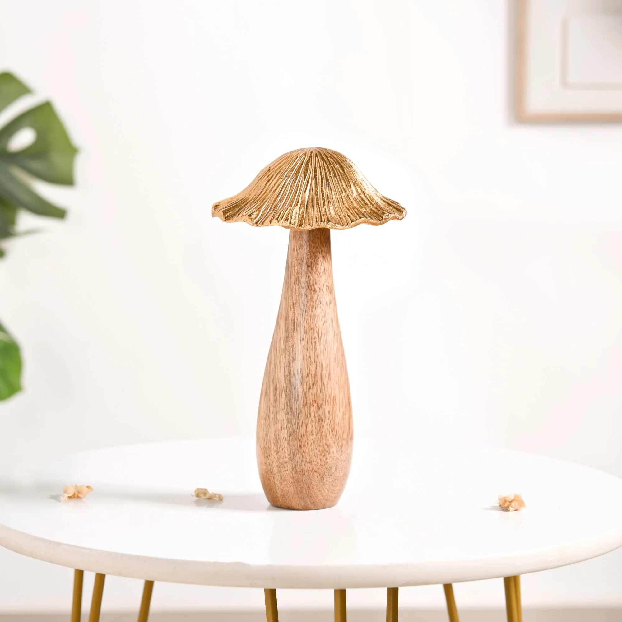 Gold Mushrooms Wooden Decor Showpieces Set Of 3 - Image 5