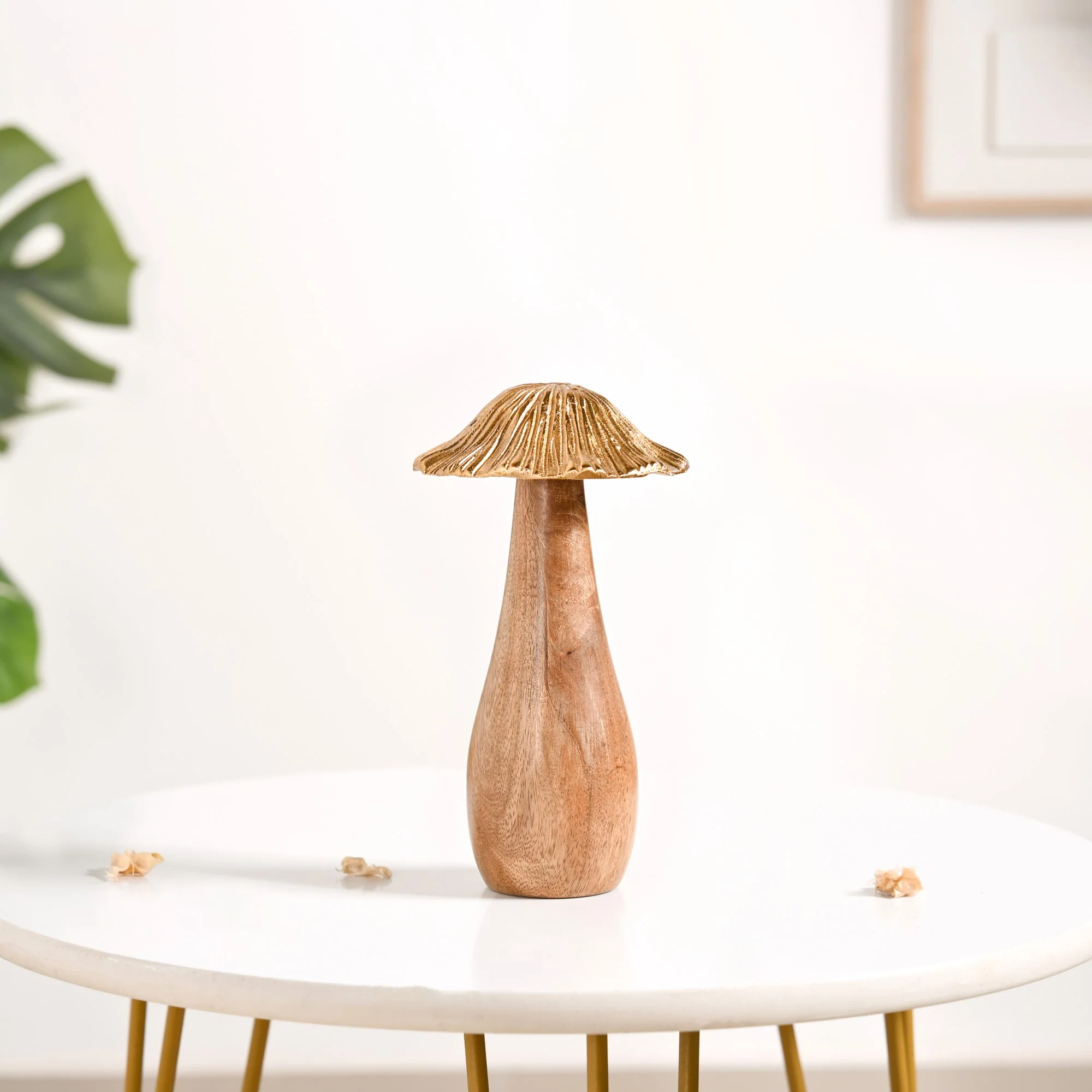 Gold Mushrooms Wooden Decor Showpieces Set Of 3 - Image 6