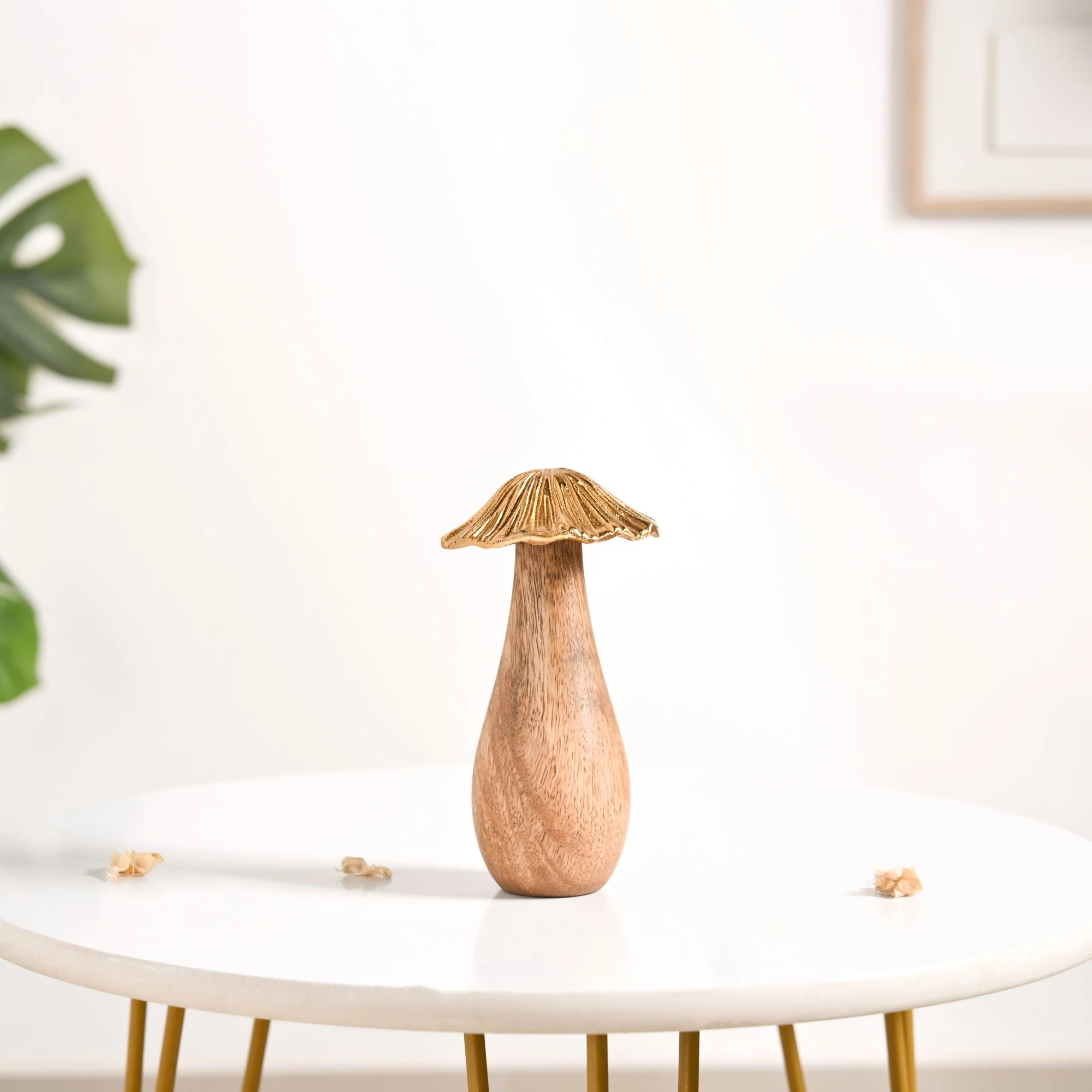 Gold Mushrooms Wooden Decor Showpieces Set Of 3 - Image 7