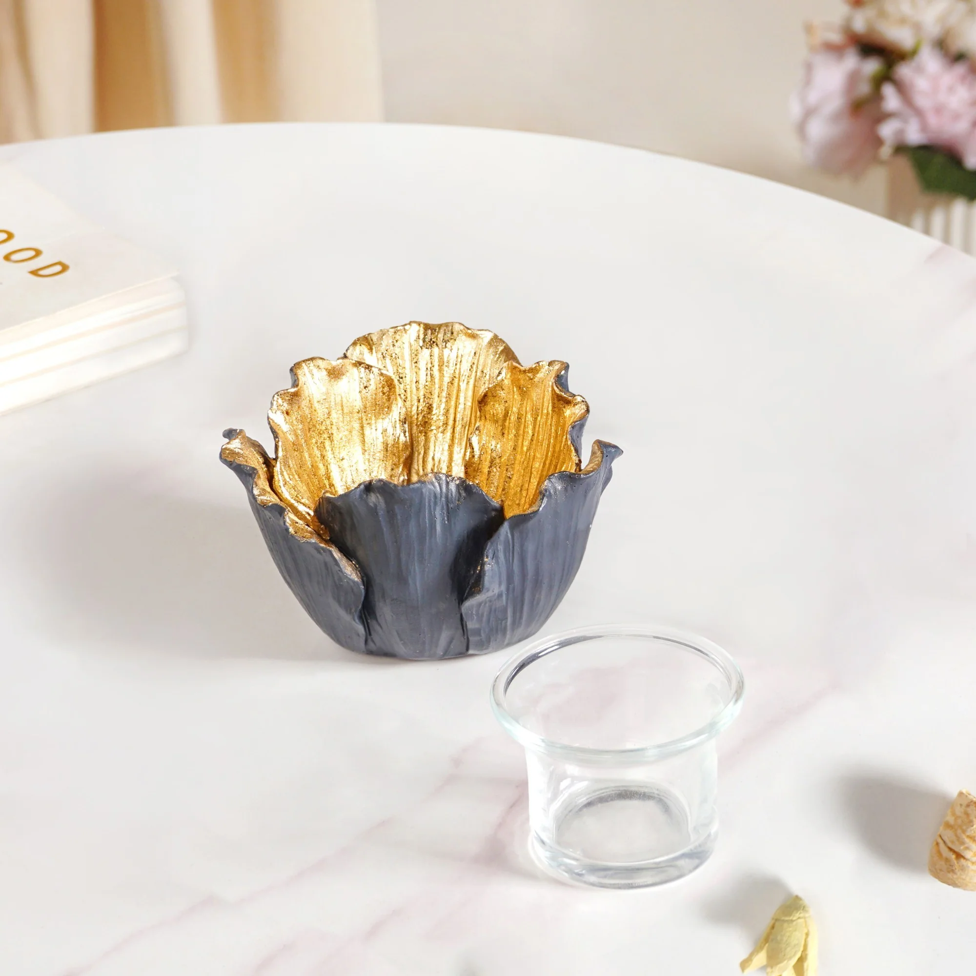 Gold Petal Candle Holder - Image 2