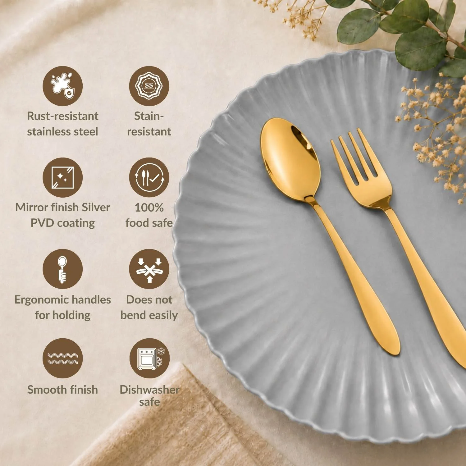 Gold PVD Coated Cutlery Set Of 12 - Image 3