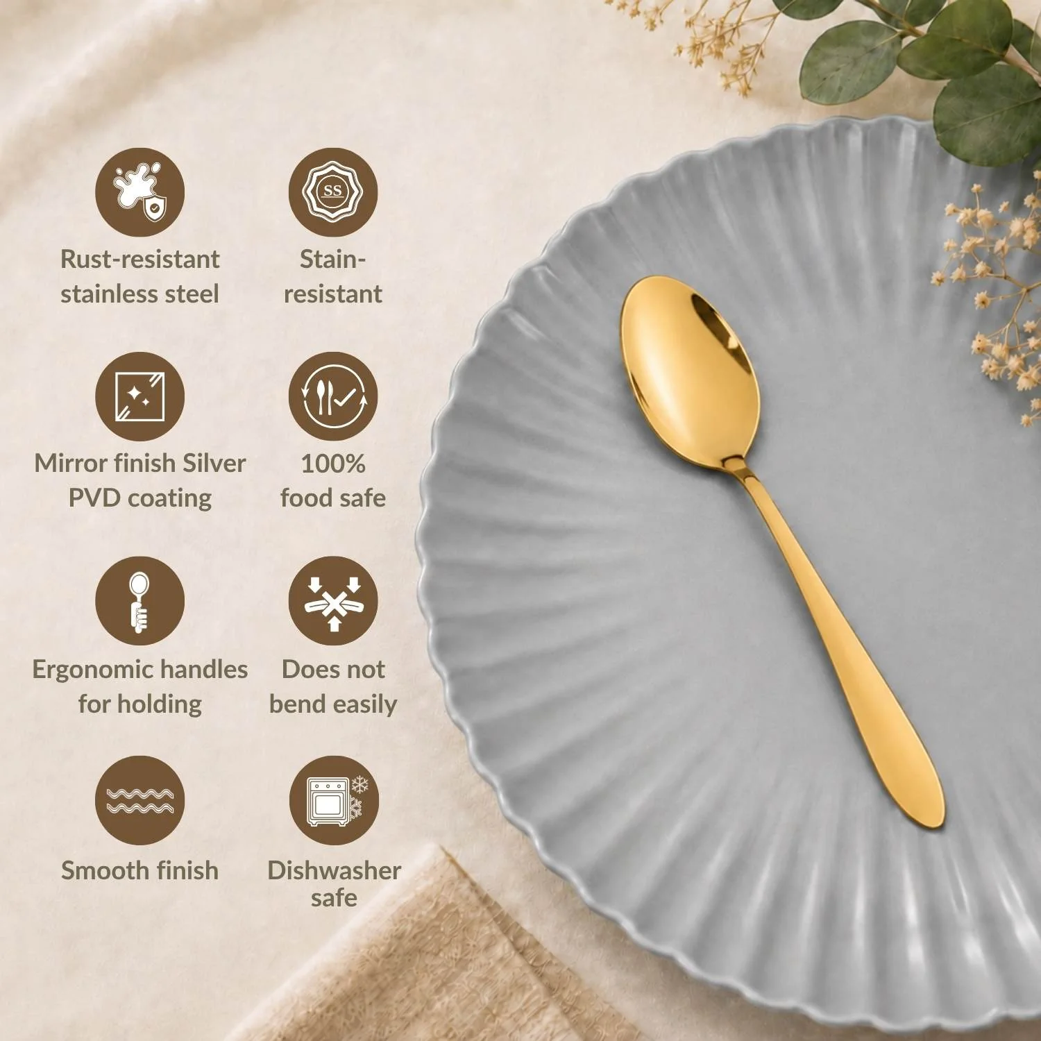 Gold PVD Coated Spoon Set Of 12 - Image 3