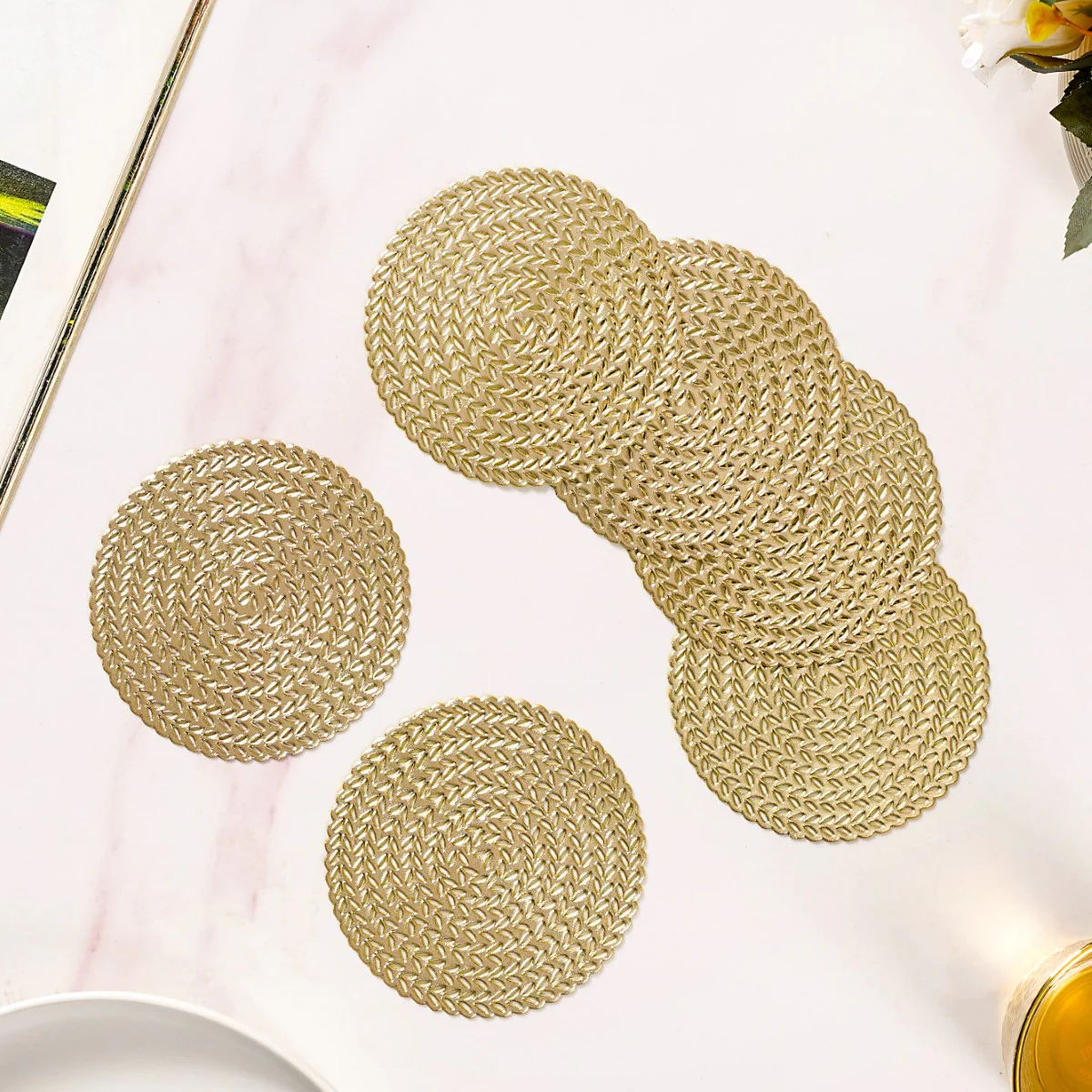 Gold Round Coaster Set Of 6