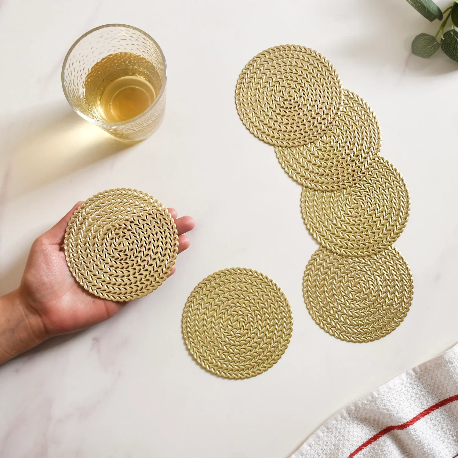 Gold Round Coaster Set Of 6 - Image 3