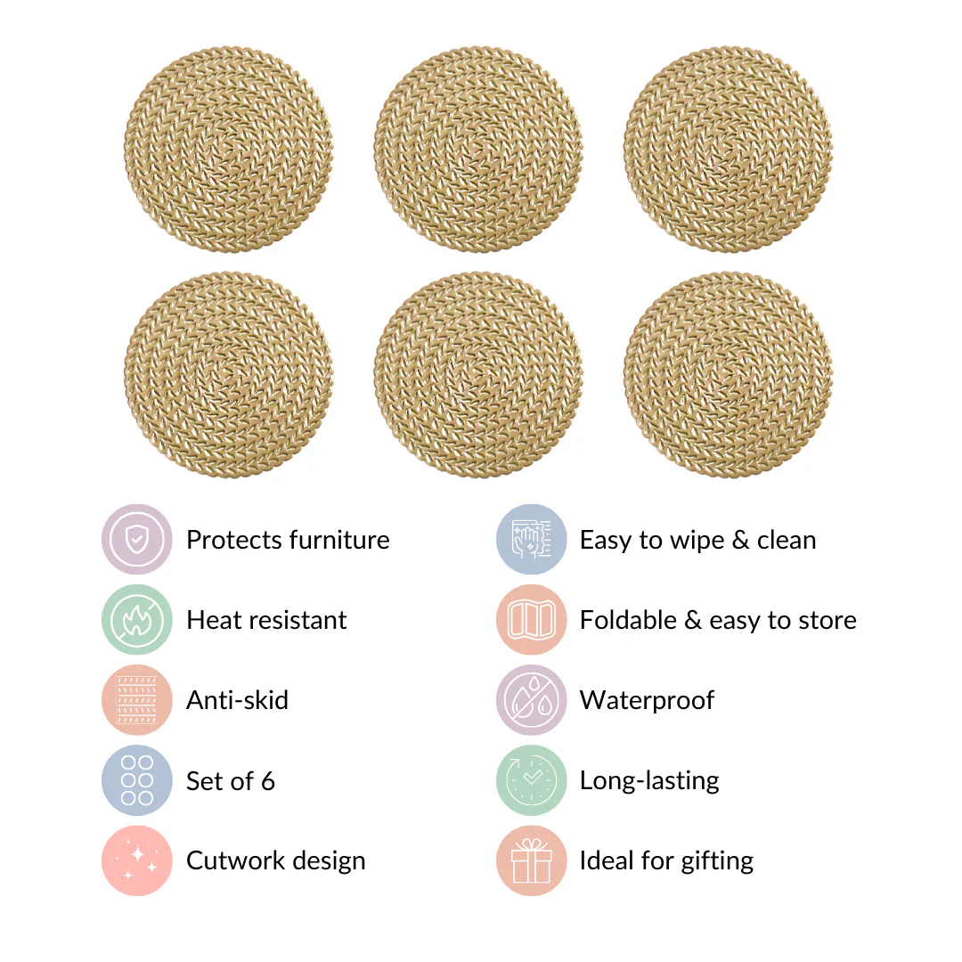 Gold Round Coaster Set Of 6 - Image 4