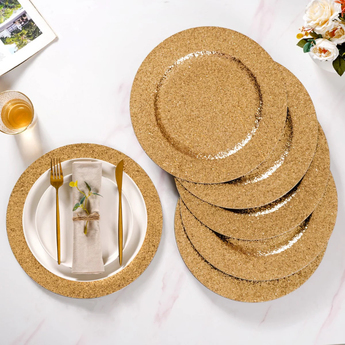 Gold Shimmer Charger Plate Set Of 6 13 Inch - Image 2
