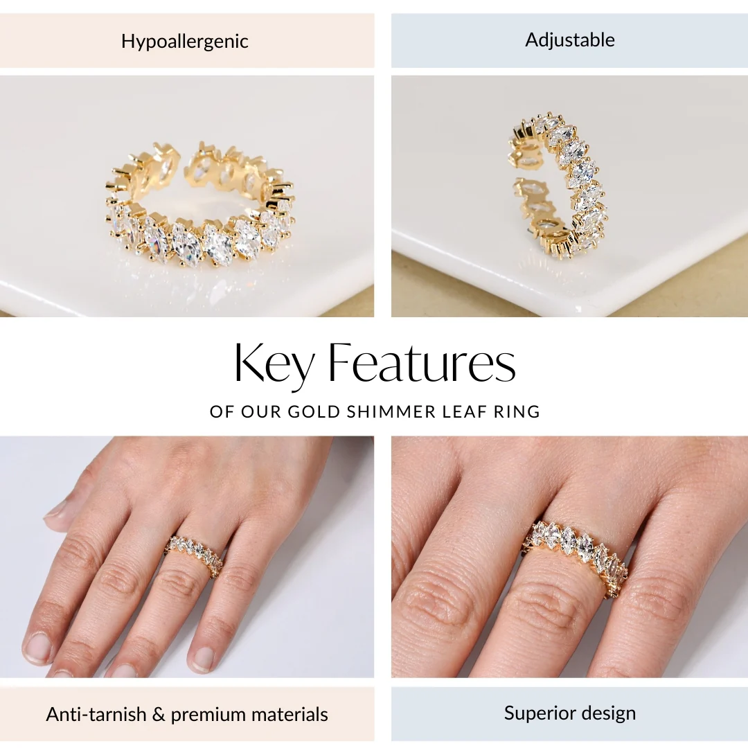 Gold Shimmer Leaf Ring - Image 4