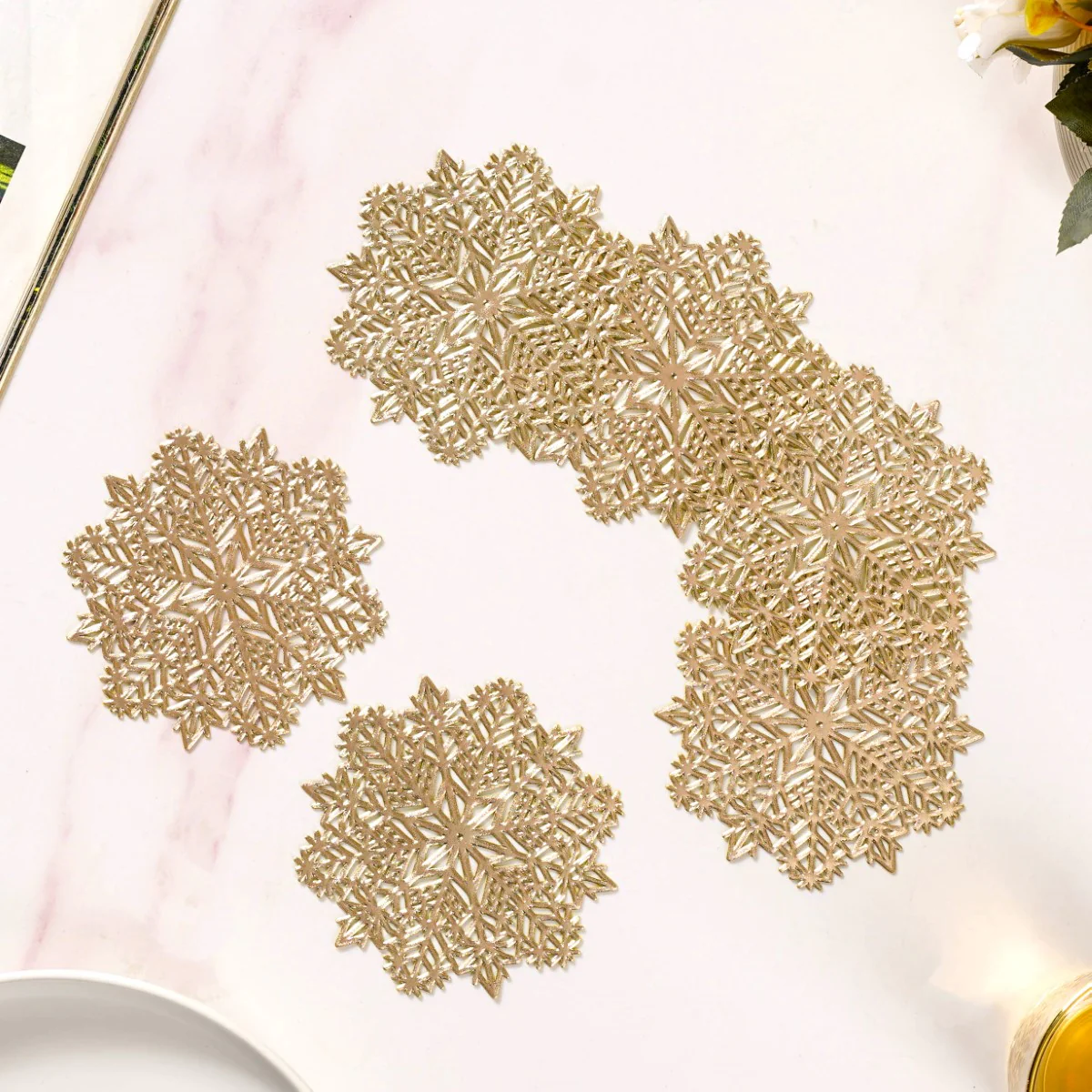 Gold Snowflake Coaster Set Of 6 - Image 8