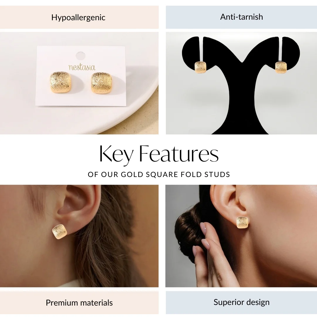 Gold Square Fold Studs - Image 4