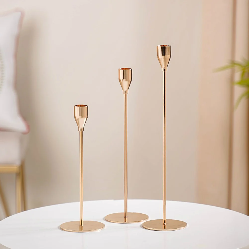 Gold Taper Candle Holder Set Of 3 - Image 12