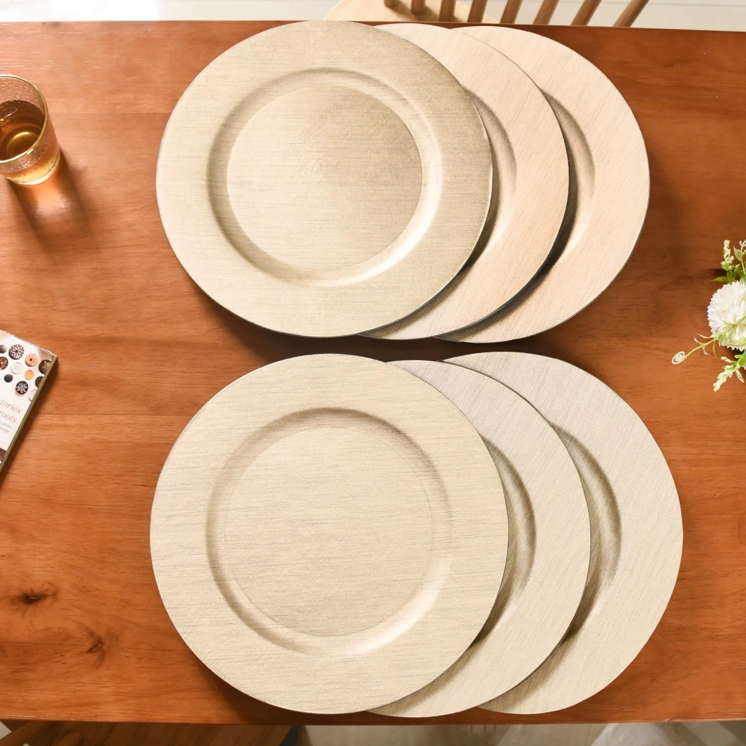Gold Textured Charger Plates Set Of 6 13 Inch - Image 4
