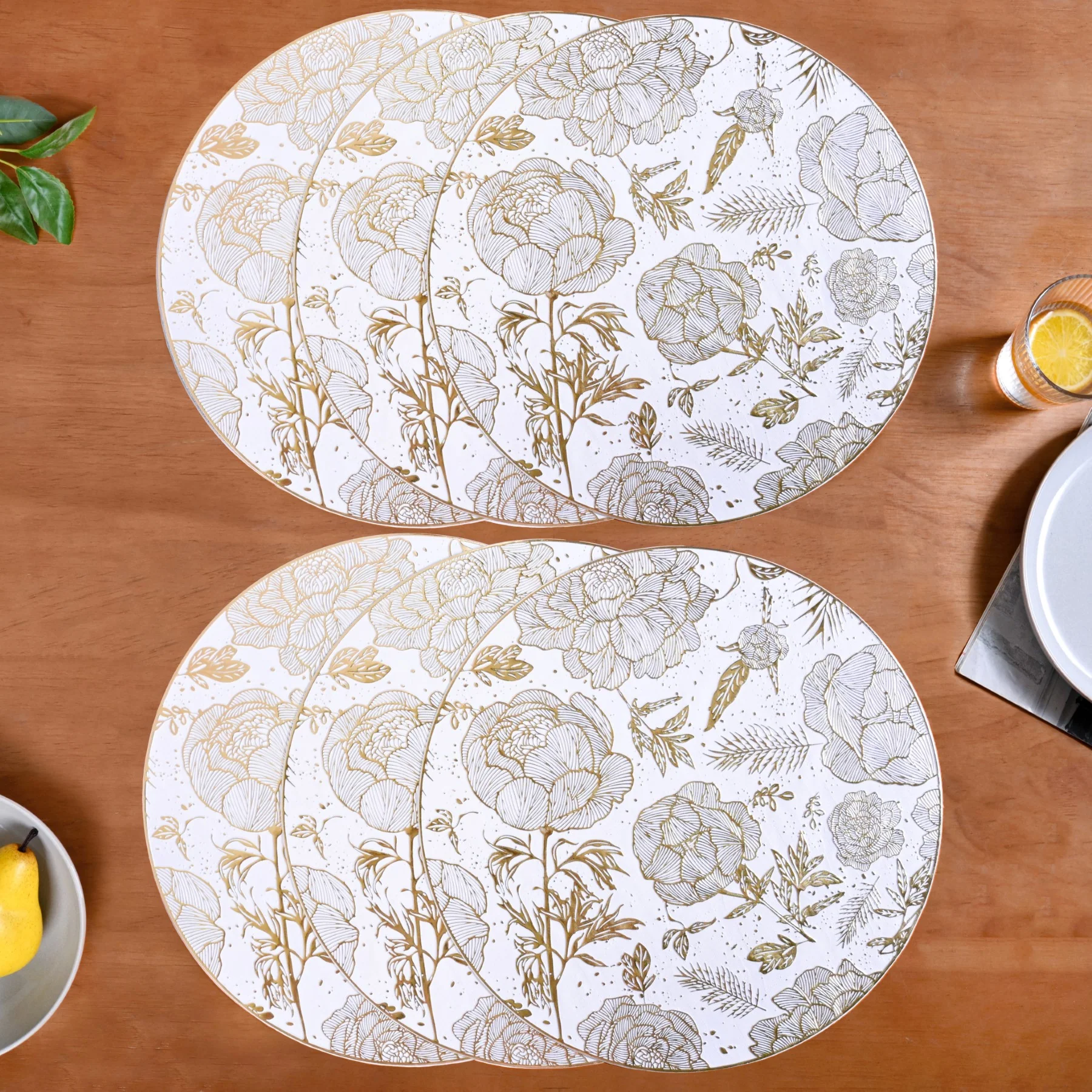 Golden Bloom Dinner Table Mat Set Of 6 - Image 7