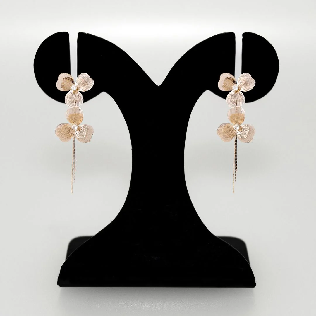 Golden Flower Stone Earrings - Image 6