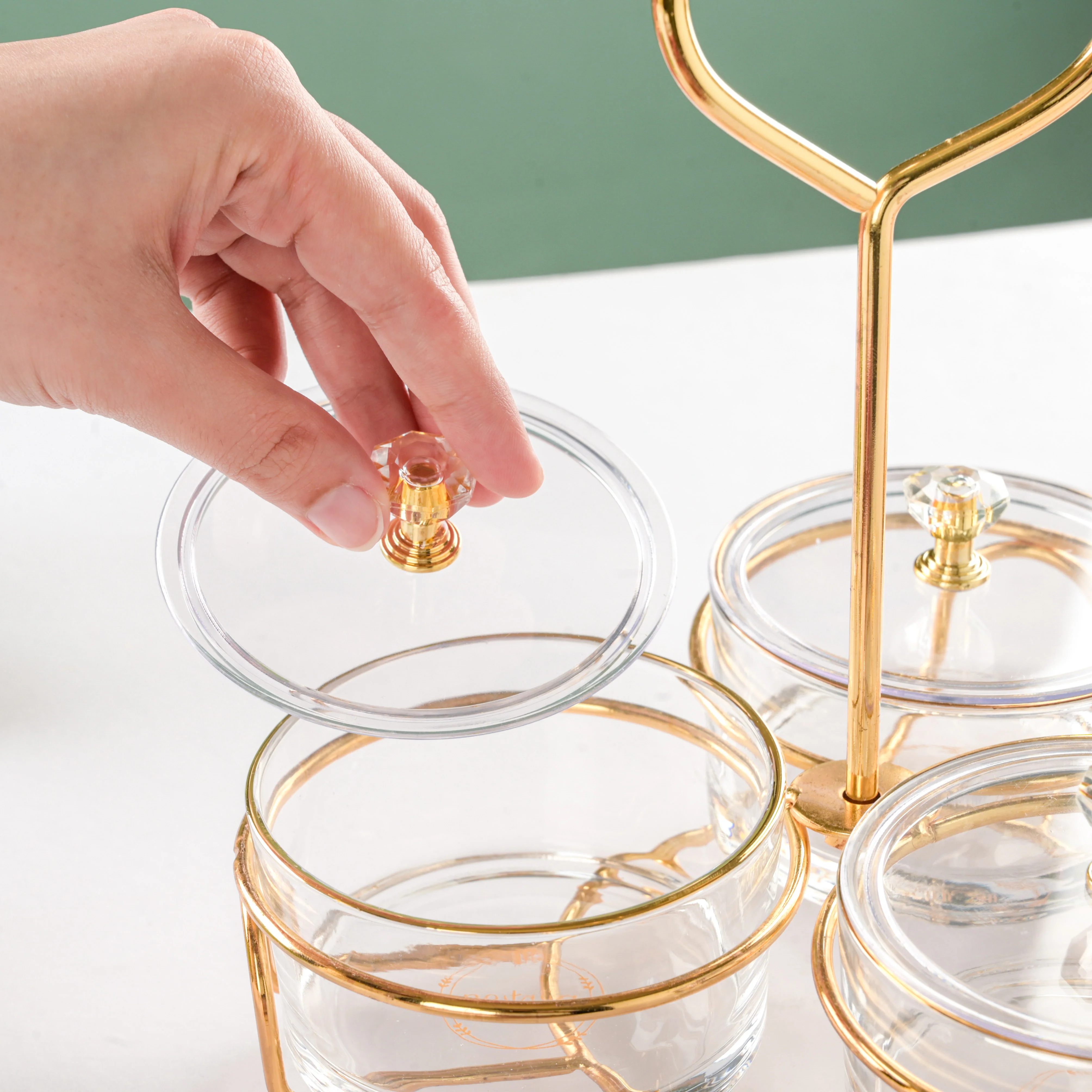 Golden Heart Transparent Jars With Stand Set Of 4 200ml - Image 7