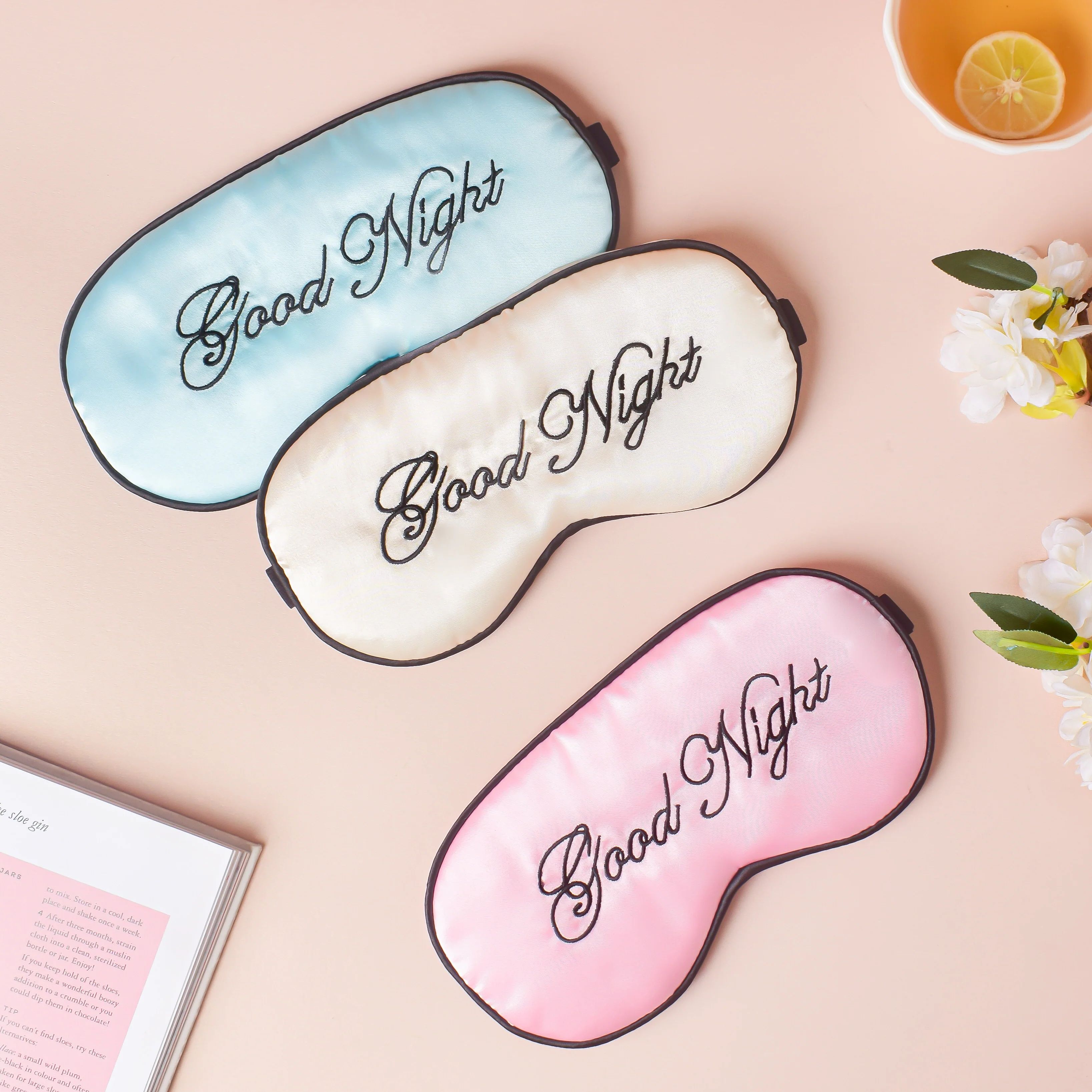 Good Night Sleep Satin Eye Mask Beige - Image 6