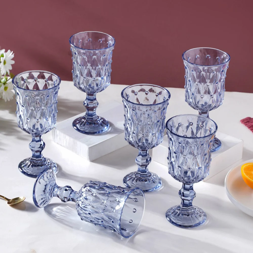Grande Crystal Wine Glass Blue Set Of 6 300ml - Image 4