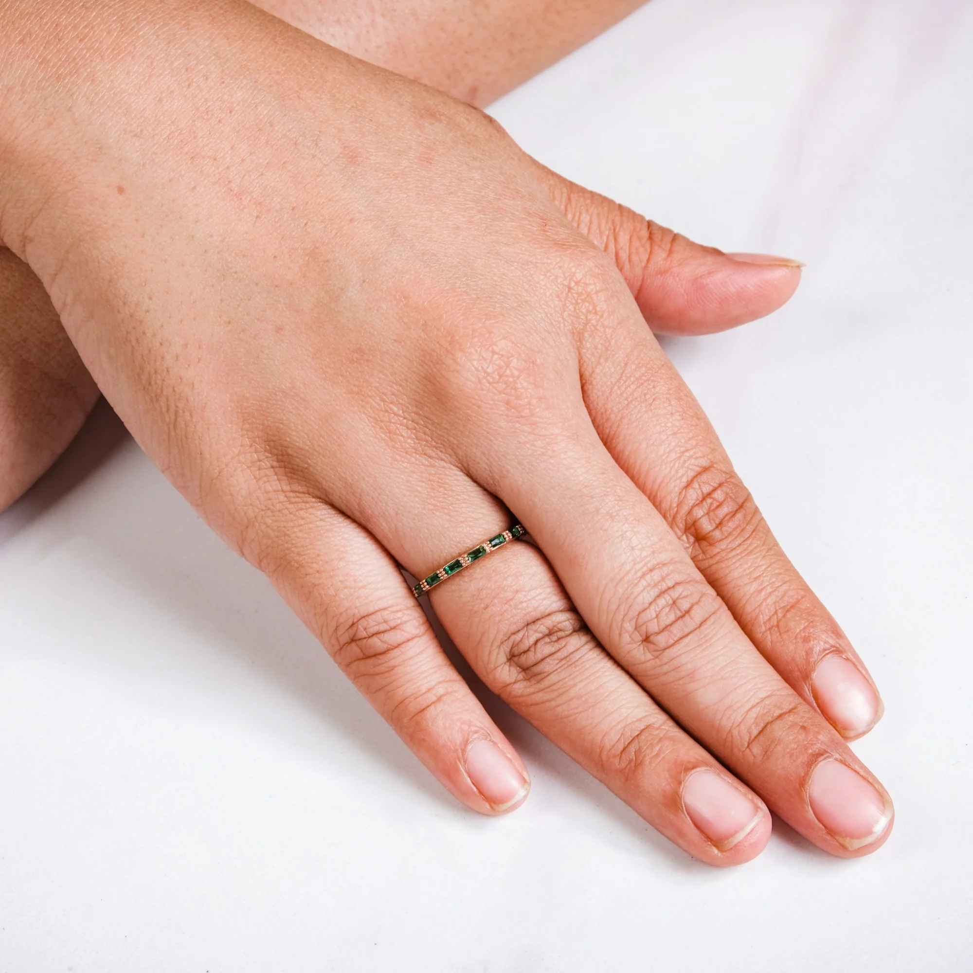 Green And Gold Dainty Finger Ring - Image 2