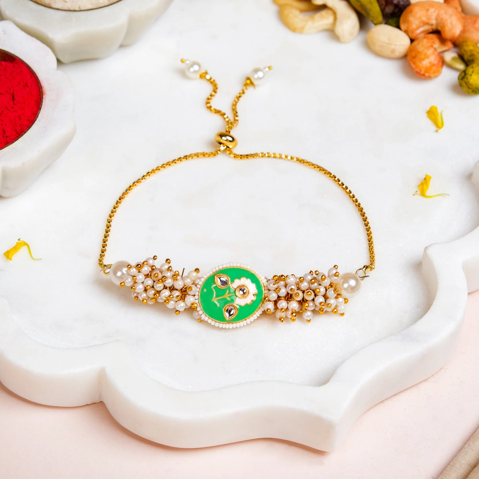 Green Bracelet Rakhi Gift Set