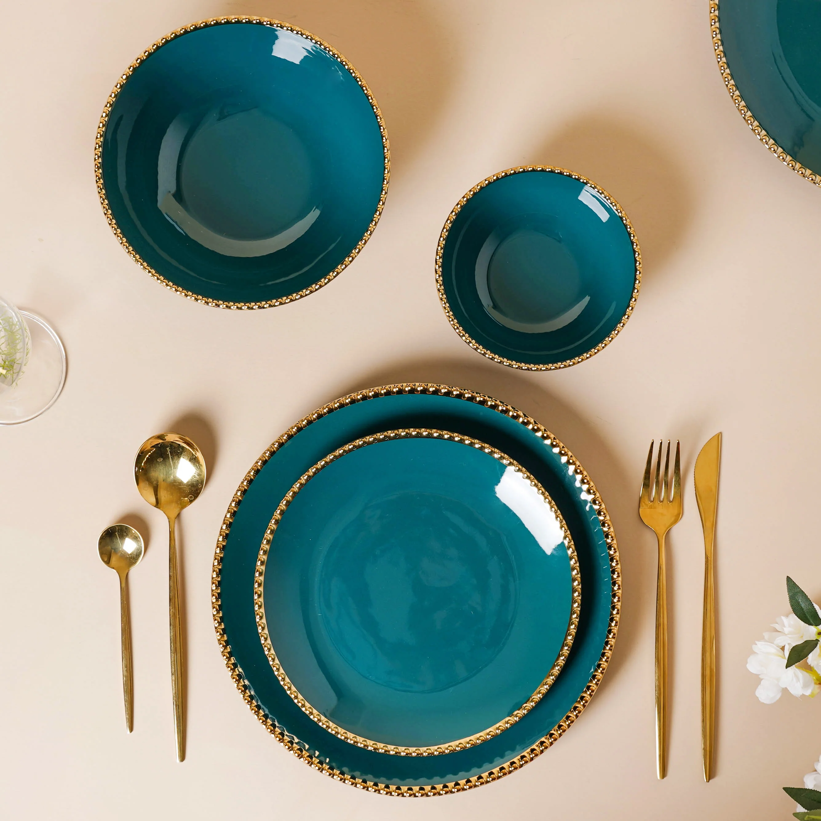 Green Elysian 21 Piece Dinner Set For 6 - Image 2