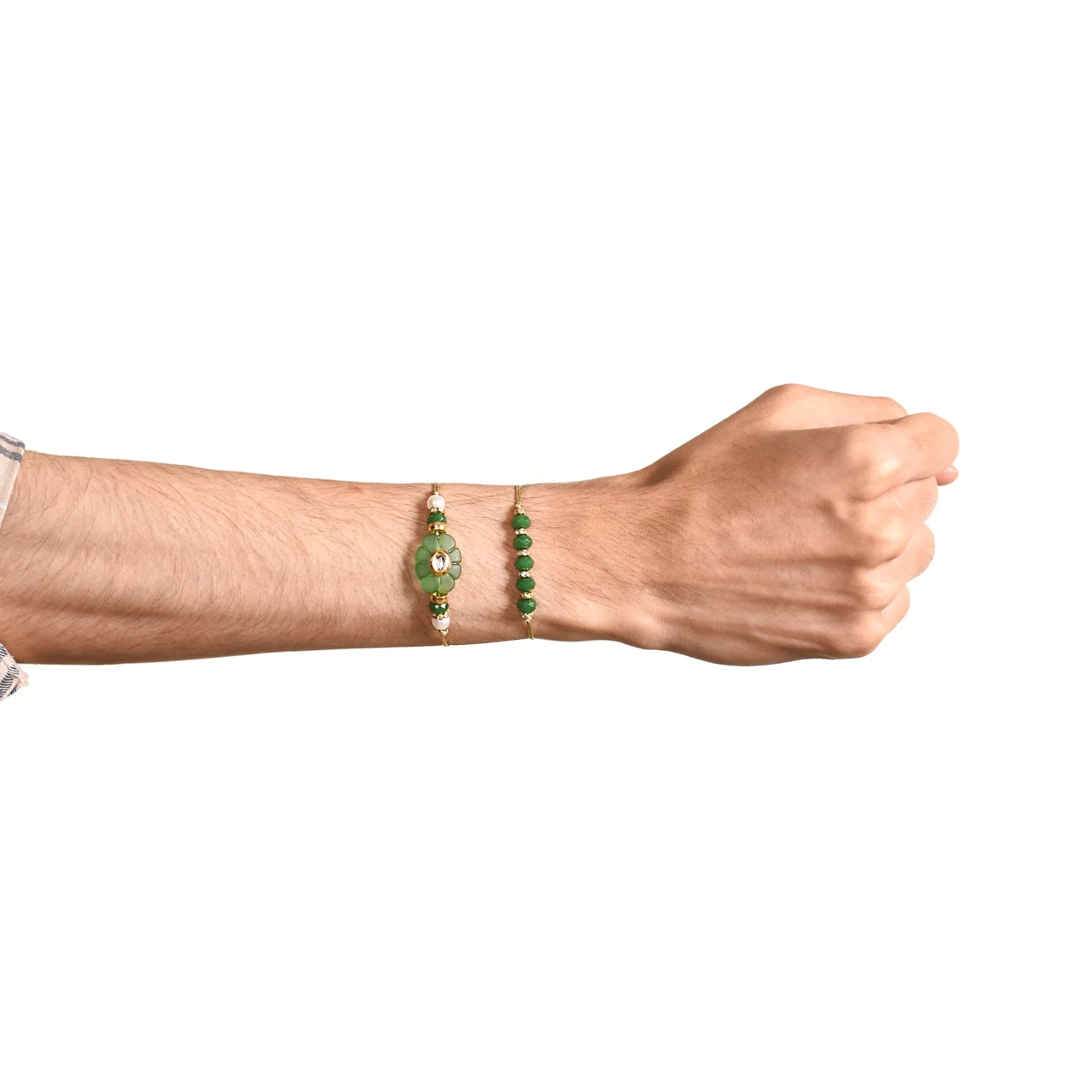 Green Flora Rakhi Set Of 4 With Box And Card - Image 2