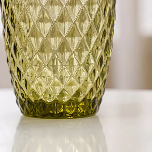 Green Glass Water Cup Set of 4 - Image 6