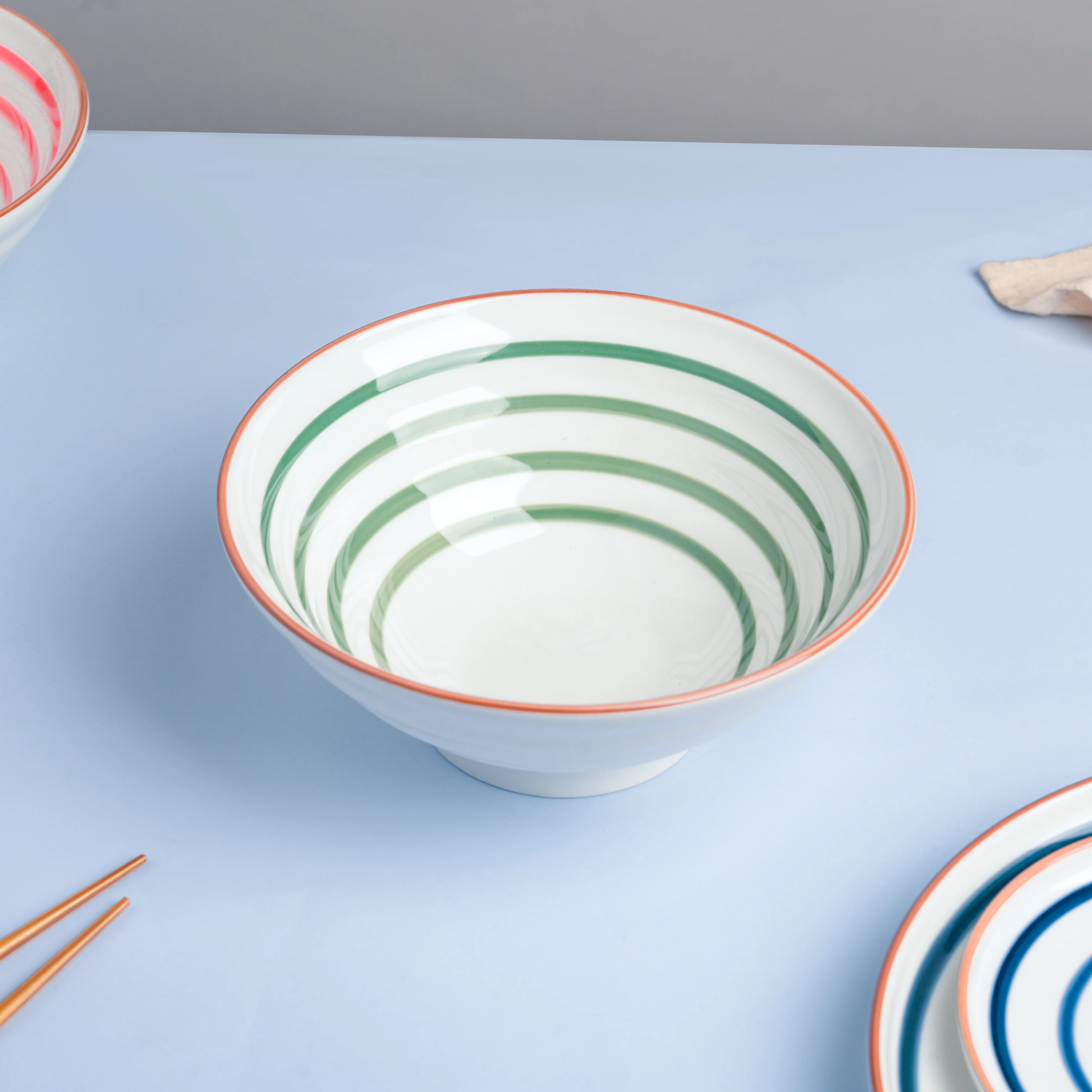 Green Illusion Ceramic Serving Bowl - Image 3