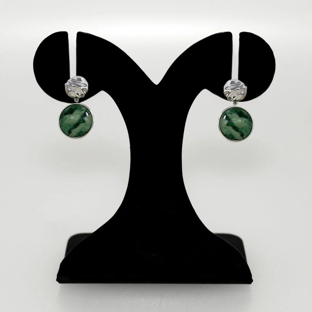 Green Marble Dainty Drop Earrings - Image 6