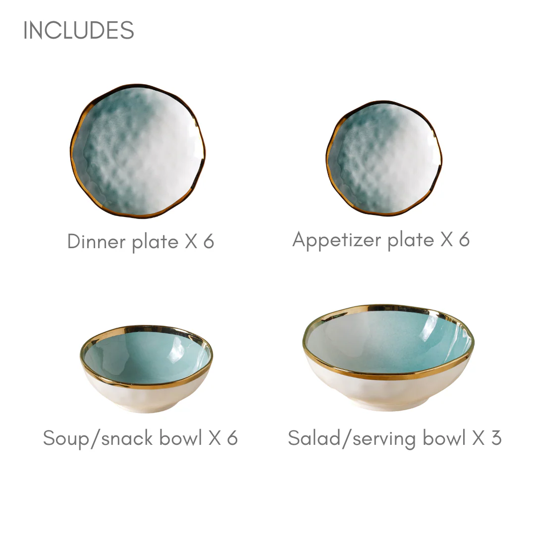Green Ombre 21 Piece Dinner Set For 6 - Image 18