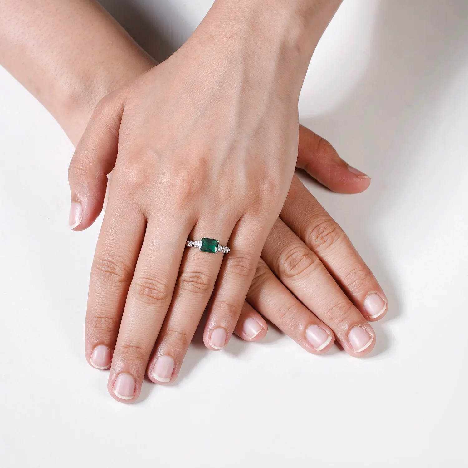 Green Stone Geometric Ring - Image 2