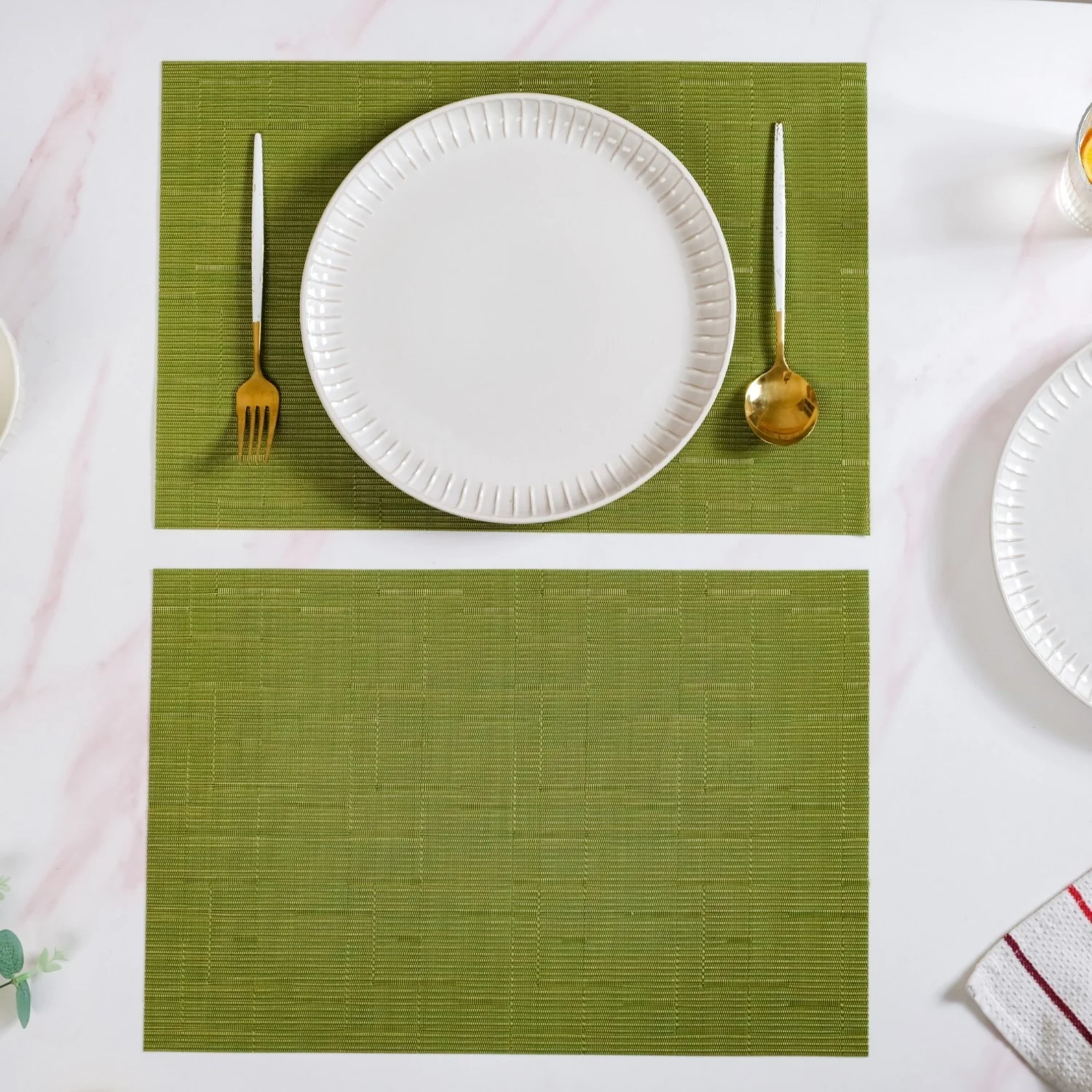 Green Textured Easy Clean Tablemat Set Of 6 - Image 7