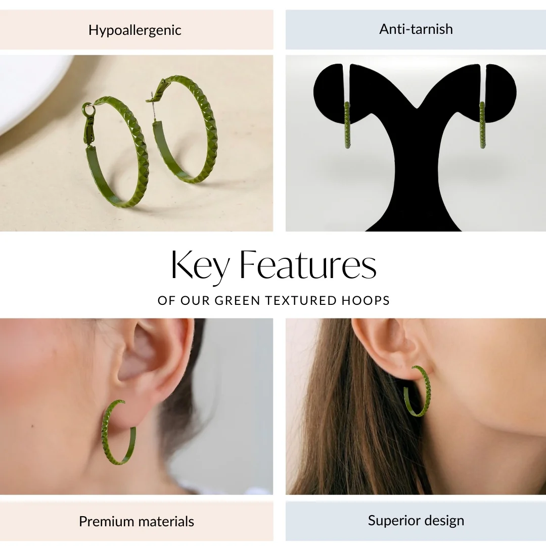 Green Textured Hoops - Image 4