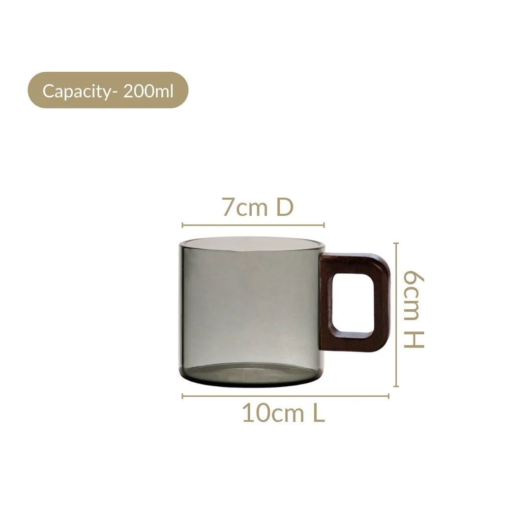 Grey Fusion Cups With Wooden Handle Set Of 4 200ml - Image 4