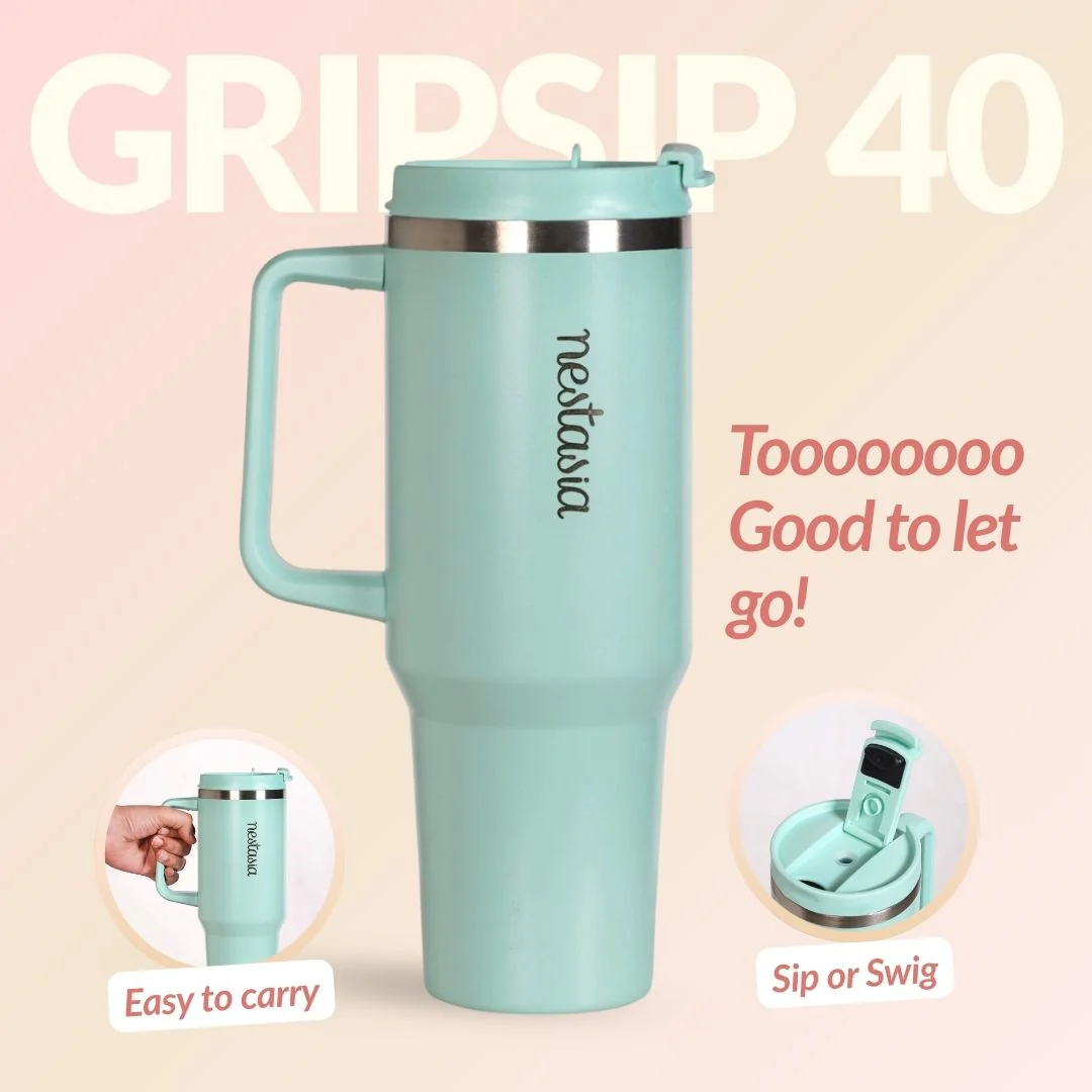 GripSip 40 Insulated Tumbler Bottle With Side Handle Coastal Malibu 1200ml - Image 10