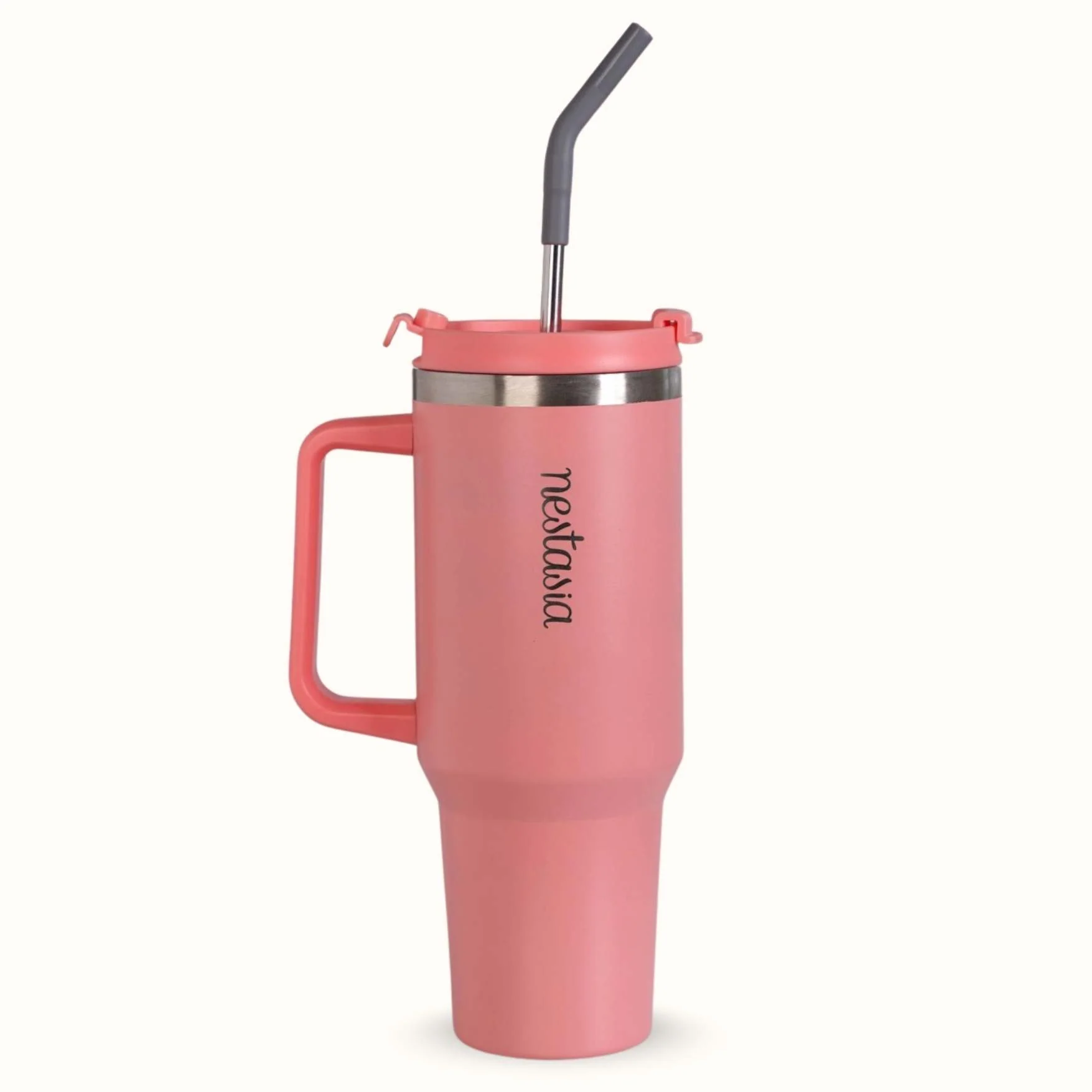 GripSip 40 Insulated Tumbler Bottle With Side Handle Living Coral Pop 1200ml - Image 9