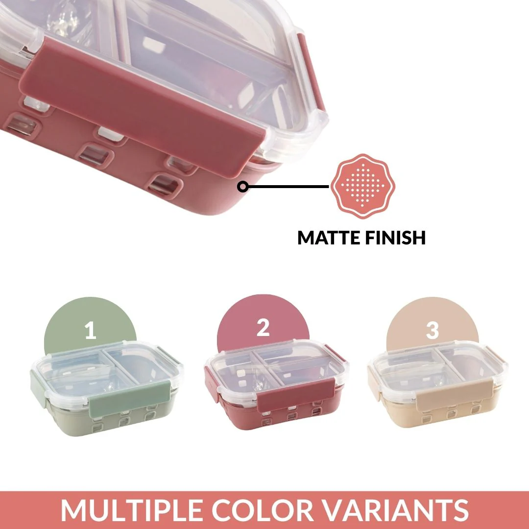 Gripso Triple Compartment Lunch Box 1000ml Mauve - Image 8