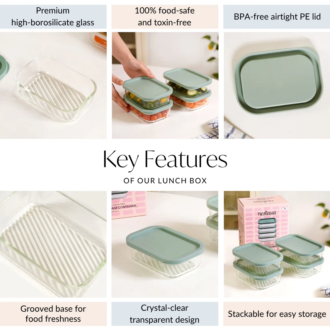 Groovo Food Storage Container Green Set Of 4 520ml - Image 5