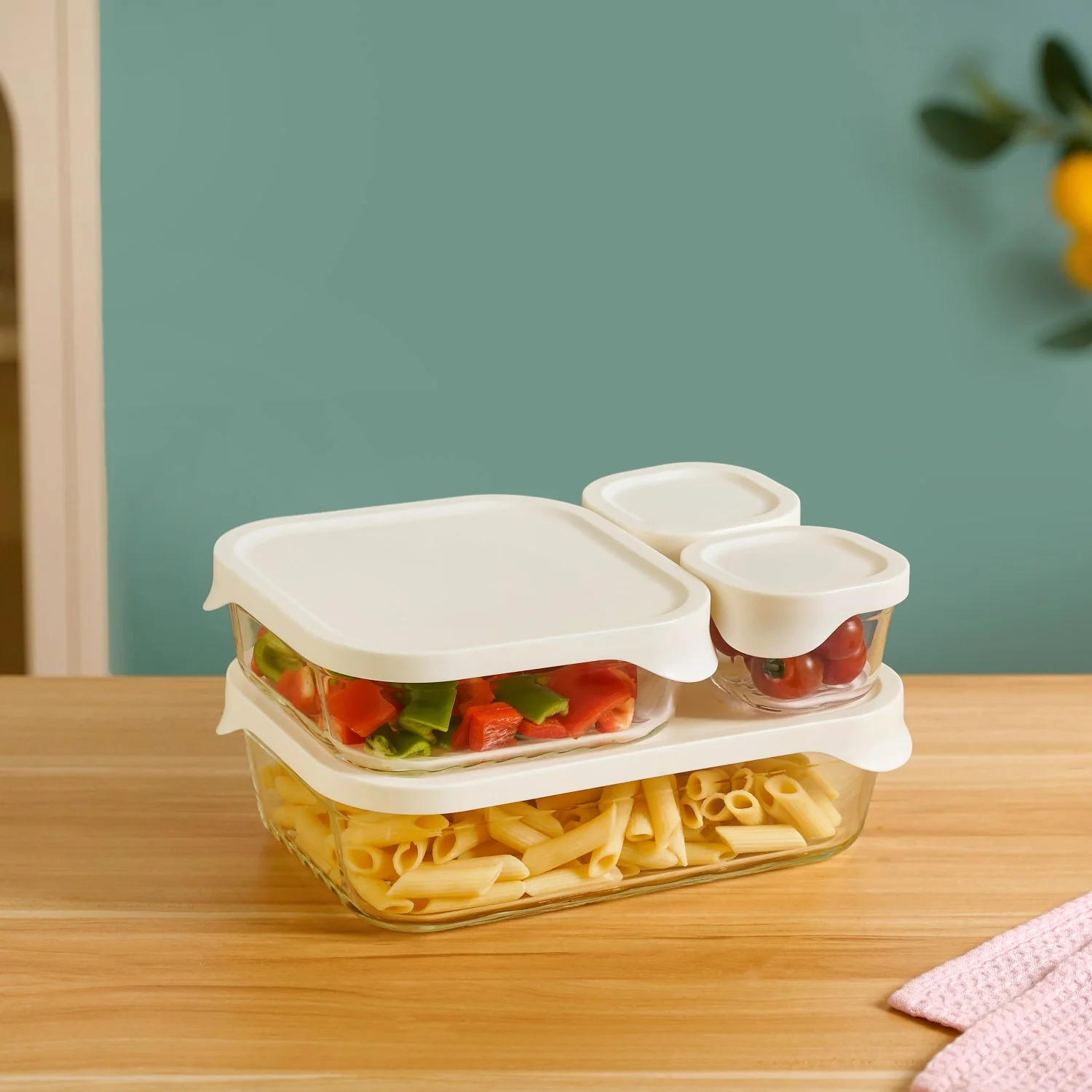 Groovo Lite Glass Food Container Set Of 4 220ml 1320ml 2500ml