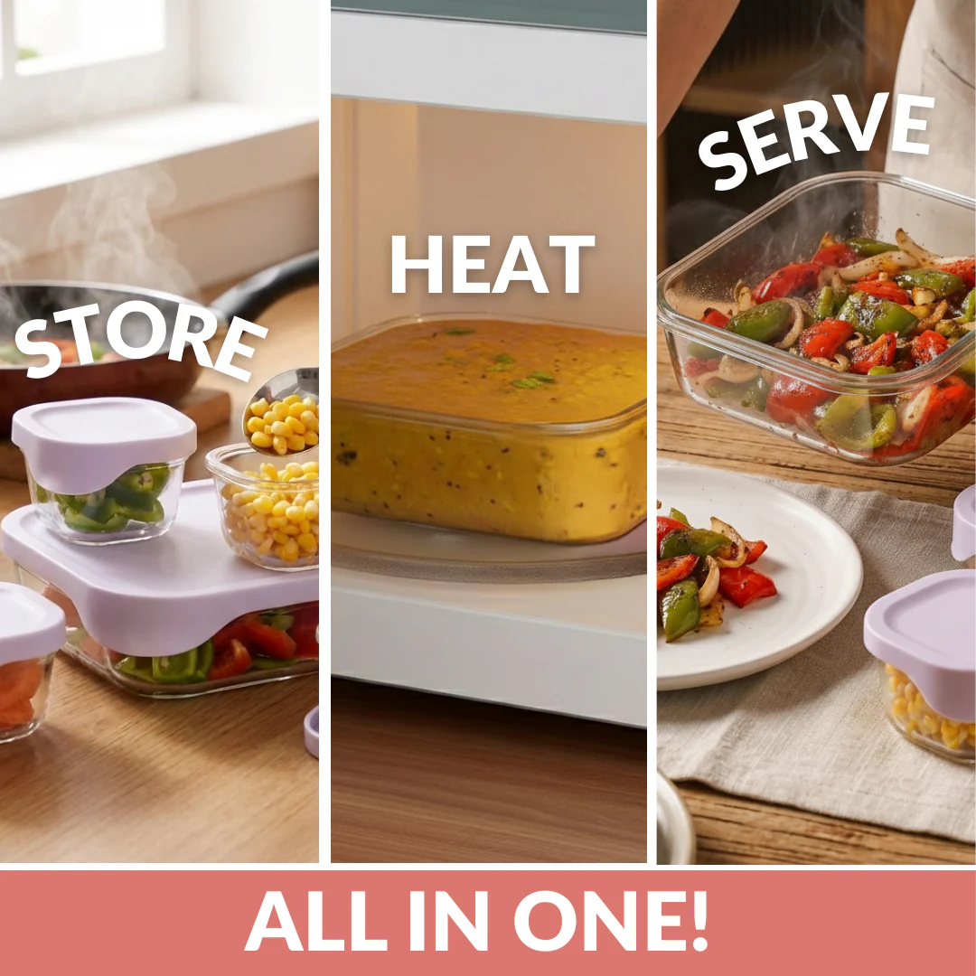 Groovo Lite Glass Food Container Set Of 4 370ml 930ml 2500ml - Image 5