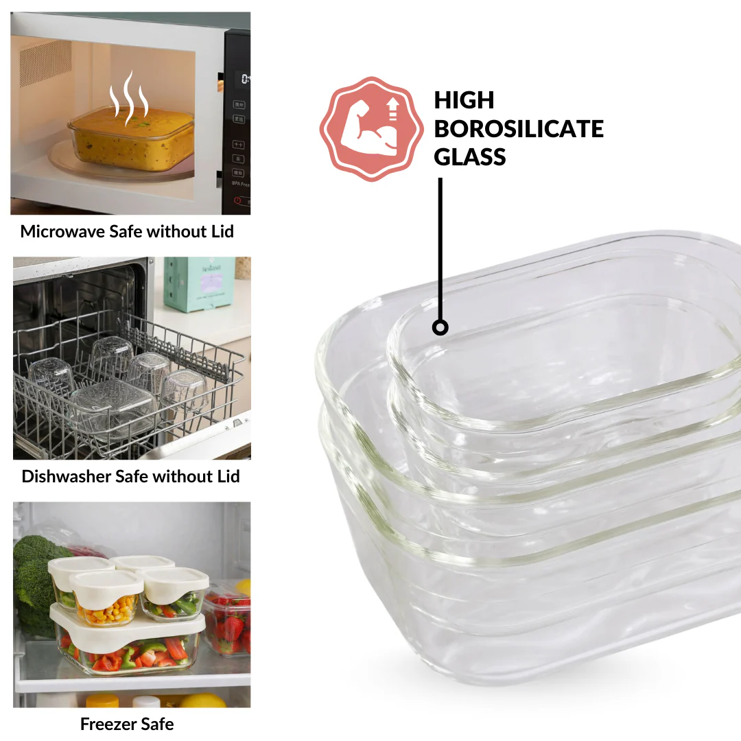 Groovo Lite Glass Food Container Set Of 5 220ml 1320ml - Image 7