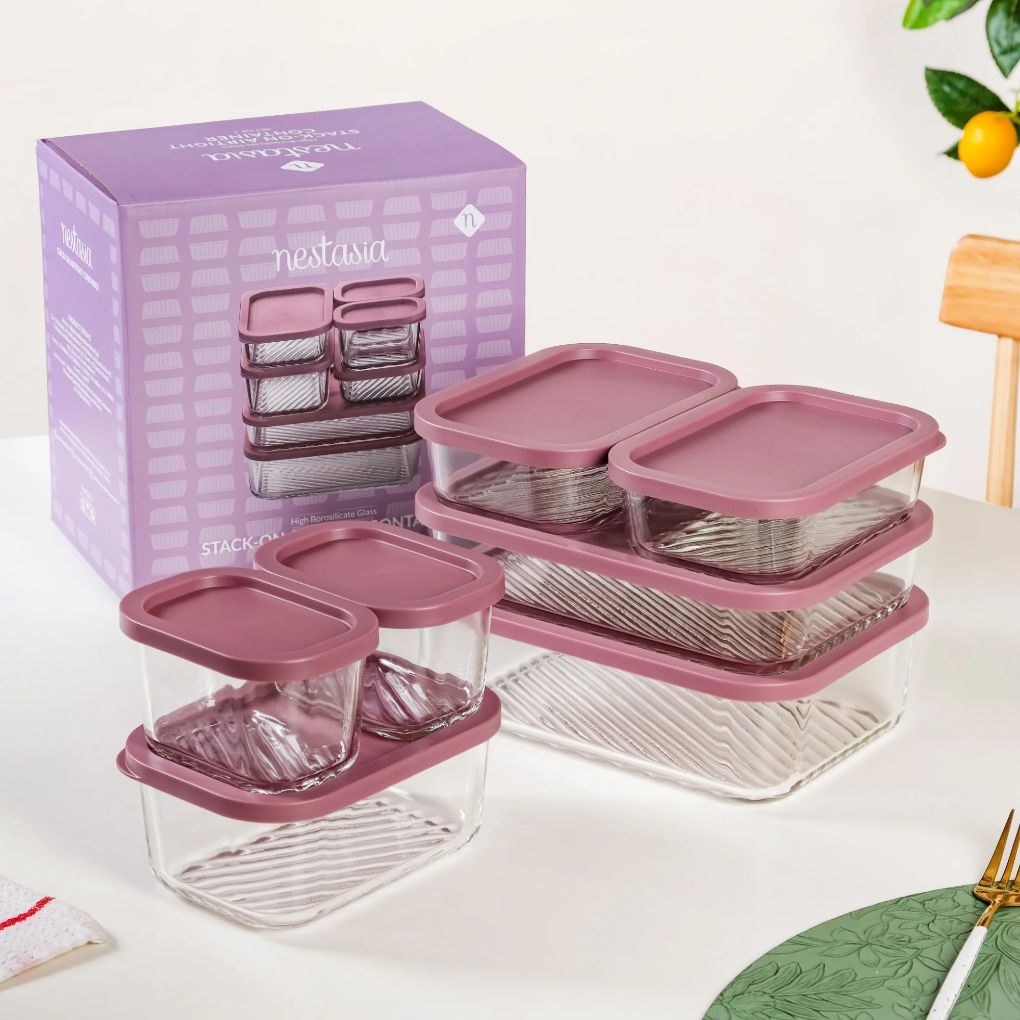 Groovo Stackable Food Storage Containers Set Of 7 S 310ml M 520ml L 750ml XL 1200ml XXL 1700ml - Image 2
