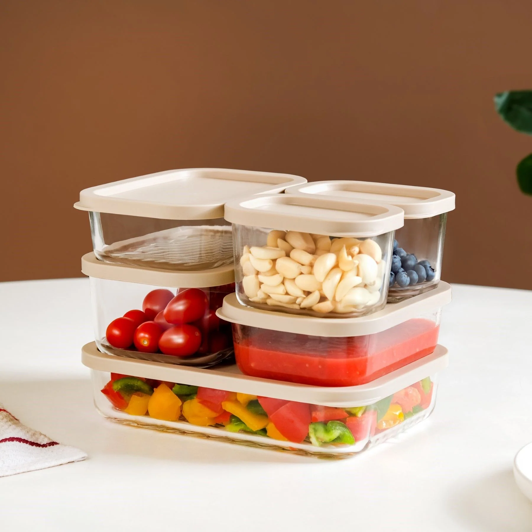 Groovo Stackable Glass Food Storage Container Set Of 6 S 310ml M 520ml L 750ml XL 1200ml - Image 10